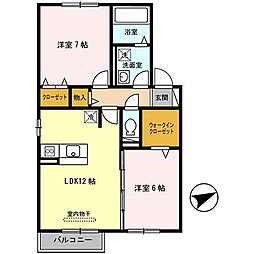 ヴェルコートA 2LDKの間取図画像