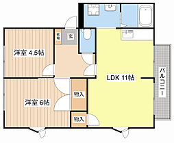 アークヒルズオーヤブ 2LDKの間取図画像
