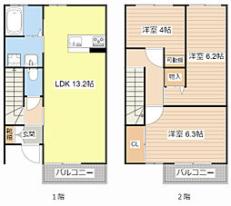 メゾンドロジェB 3LDKの間取図画像