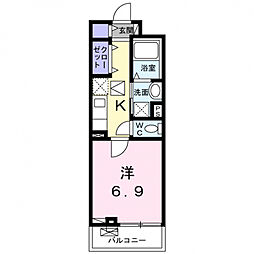 ラーカイラム 1Kの間取図画像
