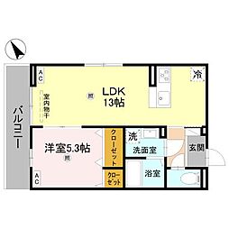 D-ROOM後三条 1LDKの間取図画像