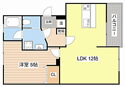 東晃マンション 1LDKの間取図画像
