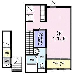 レイクサイド・ウィン 1Kの間取図画像