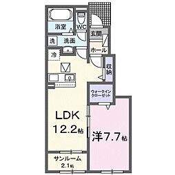 レアル 1LDKの間取図画像