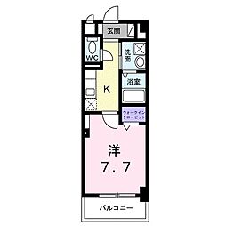 播磨田町マンション 1階1Kの間取り