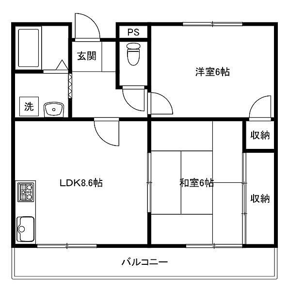 エステート樋口 105｜大阪府高槻市芝生町3丁目(賃貸アパート2DK・1階・46.62㎡)の写真 その2