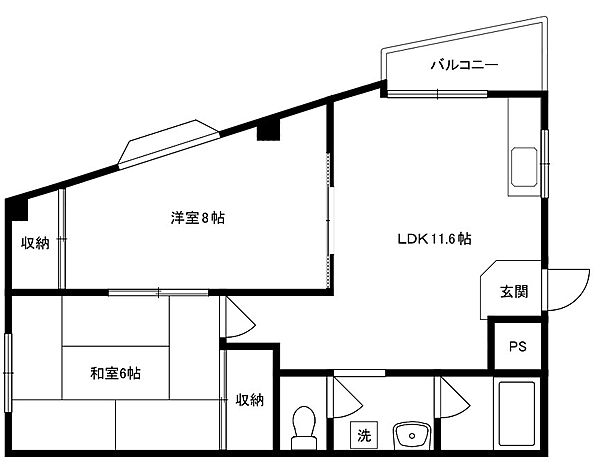 ハイツ白菊 202｜大阪府高槻市富田町2丁目(賃貸マンション2LDK・2階・53.00㎡)の写真 その2