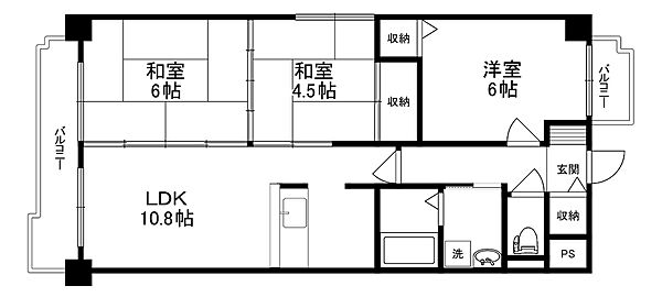 グリーンゲイブルズ 101｜大阪府高槻市津之江町2丁目(賃貸マンション3LDK・1階・60.60㎡)の写真 その2