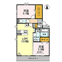 ジョリーメゾンエスト 2LDKの間取図画像