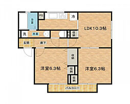 クレベール登 2LDKの間取図画像