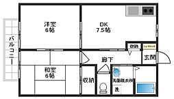 ドミール津之江 2DKの間取図画像