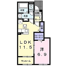 アドバンス1 1LDKの間取図画像