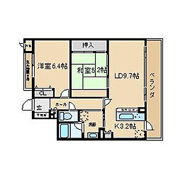 パセオ上牧 2LDKの間取図画像