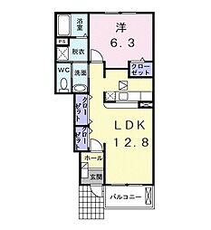 ラネージュ1 1LDKの間取図画像