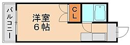 リアルシティ本城B棟 ワンルームの間取図画像