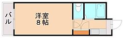折尾自由ケ丘センチュリー21 ワンルームの間取図画像