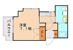 プレステージデルクラシック 4階1Kの間取り