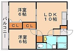 ハイツ岡部24A 2LDKの間取図画像