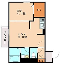 ソレールヴィラII　Ｃ棟 1階1LDKの間取り