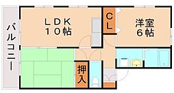 シティベール上上津役 2LDKの間取図画像