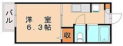 ボンシャンス本城 1Kの間取図画像