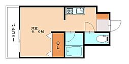 アルテハイム折尾 ワンルームの間取図画像