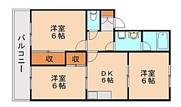 ジュネス引野 3DKの間取図画像