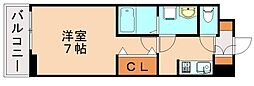 ボヌールA 1Kの間取図画像