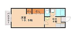 コーポ林 1DKの間取図画像