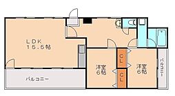 ロード黒崎 2LDKの間取図画像