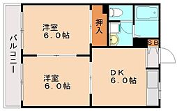チェリーハウス 2DKの間取図画像
