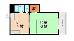 シャトレ黒崎 1Kの間取図画像
