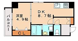 ラグーナ黒崎 1DKの間取図画像