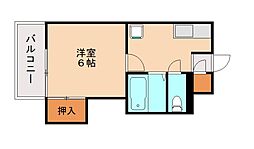 シャトレ永犬丸 1Kの間取図画像