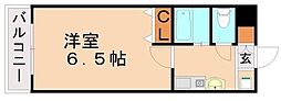 ロイヤルコート産業医大前 1Kの間取図画像