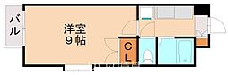 KMマンション産医大前 1Kの間取図画像