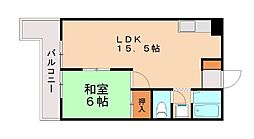 ラディア永犬丸 1LDKの間取図画像