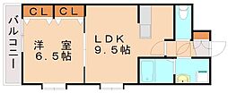 コスモス浅川学園台 1LDKの間取図画像
