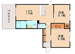 ShamaisonMKAsh 2LDKの間取図画像