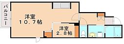エクセレント本城A ワンルームの間取図画像