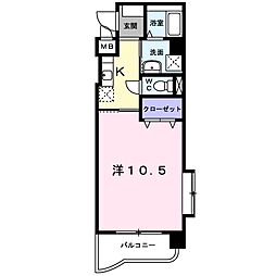 エヴァーグリーンM 1Kの間取図画像