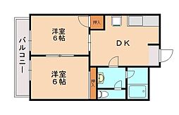 シャトレ大浦5 2DKの間取図画像