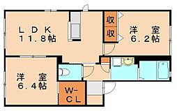 パークサイト4番館 2LDKの間取図画像