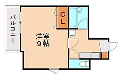 アンデックス折尾 1Kの間取図画像