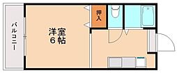 ルーブル折尾 1Kの間取図画像