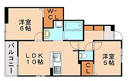 メゾンド・プチ・フルールXI 2LDKの間取図画像