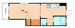 美峰ハイツ 1Kの間取図画像