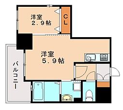 ラグーナ黒崎 1DKの間取図画像