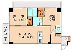 TGボナール浅川台B棟 2LDKの間取図画像