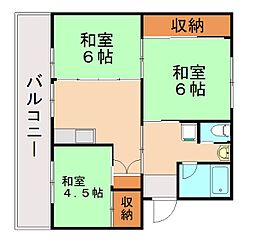 ビレッジハウス水巻1 3DKの間取図画像